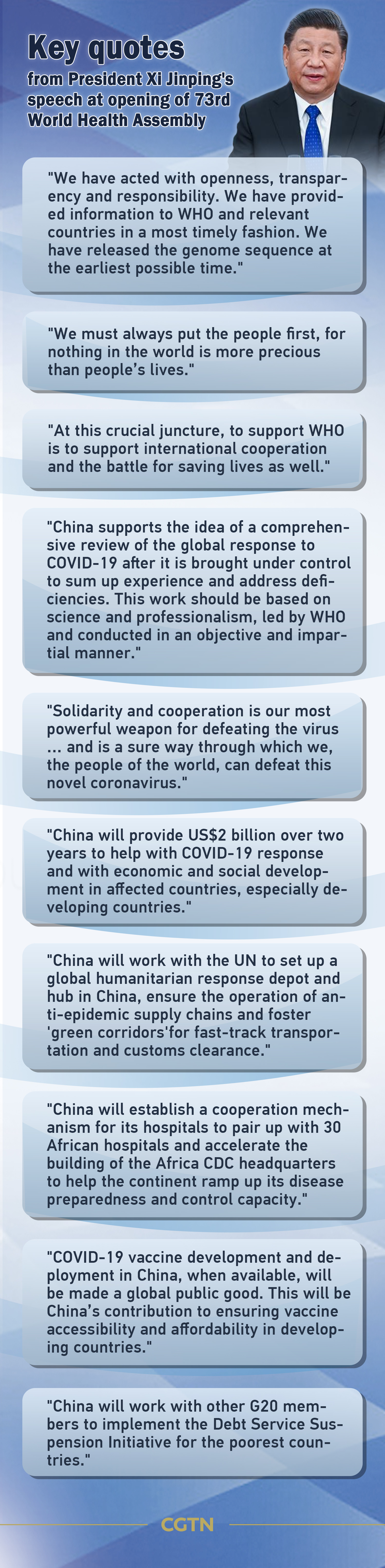 Key quotes from President Xi Jinping's speech at opening of 73rd