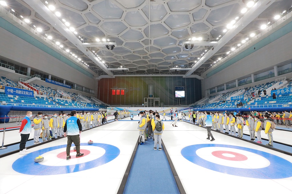 From Water Cube to Ice Cube: Curling sheets completed for Beijing 2022 -  CGTN