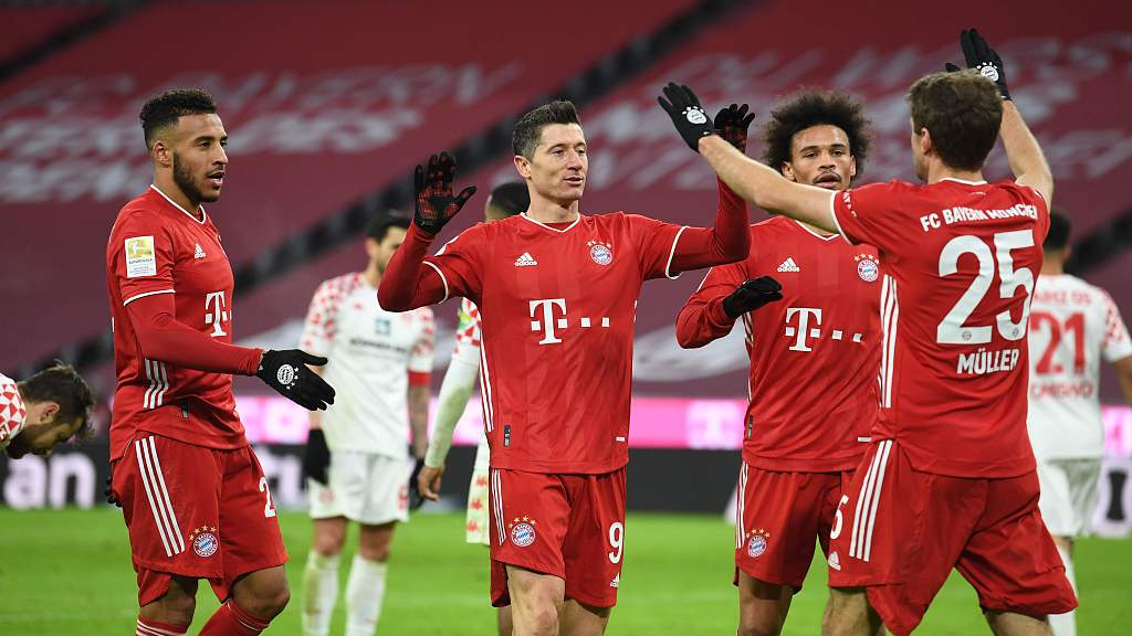 Bayern score five goals after half-time over Mainz, retain top spot - CGTN