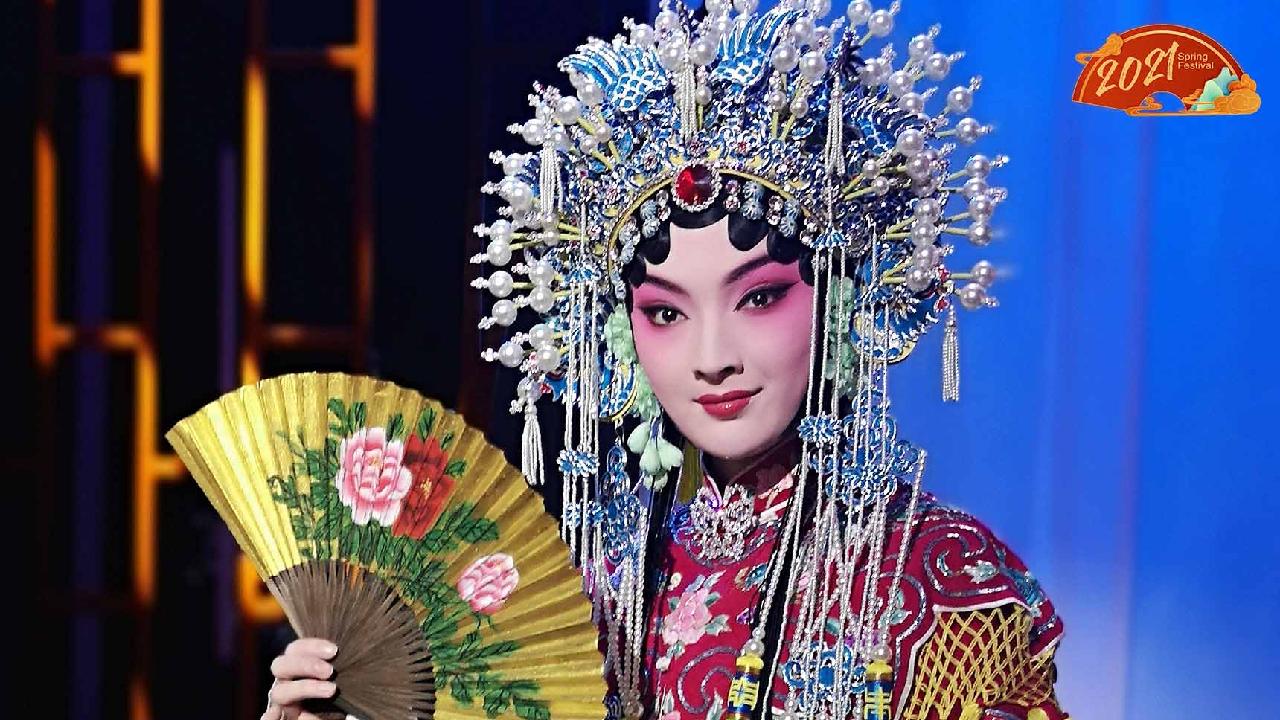 Chinese opera performer with blue hairpiece - wide 5