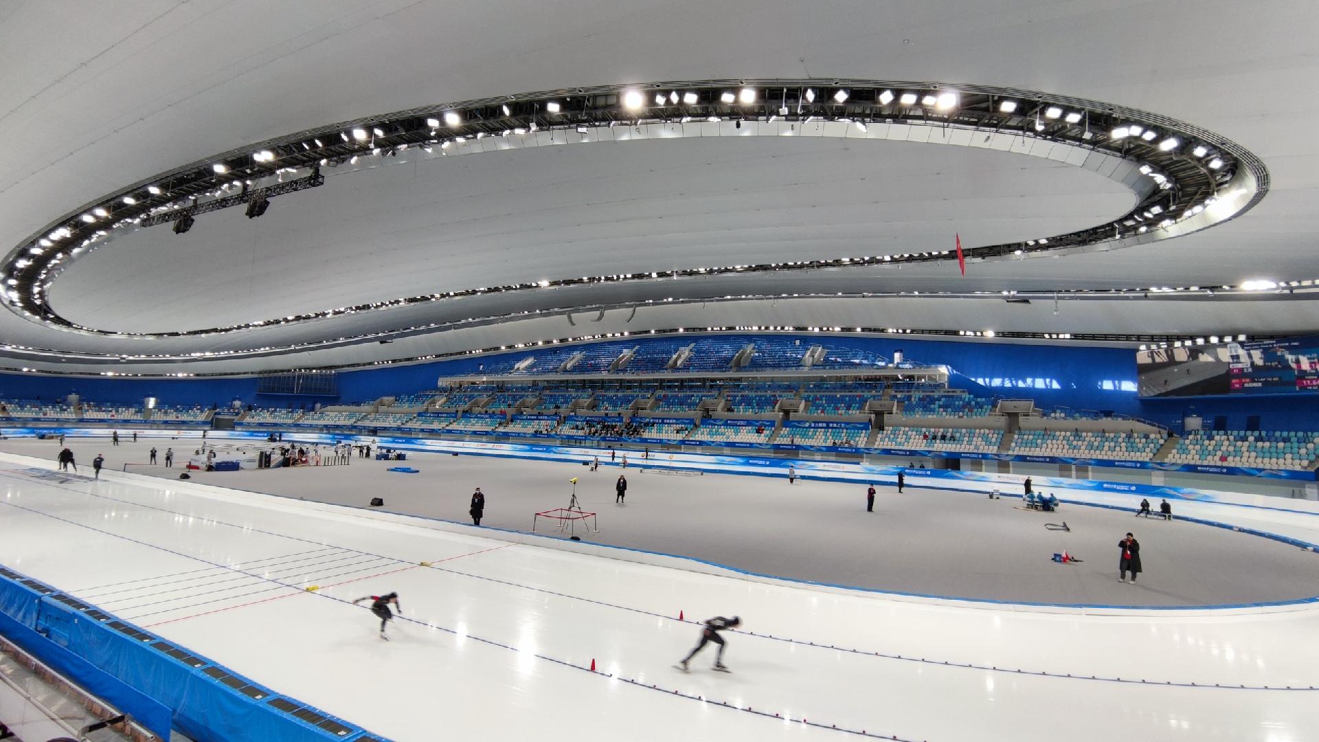 Live Speed skating at newly built Ice Ribbon in Beijing