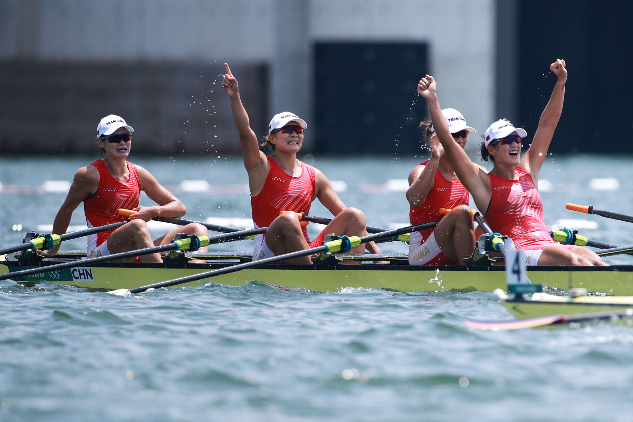 Team China win rowing women's quadruple sculls gold CGTN