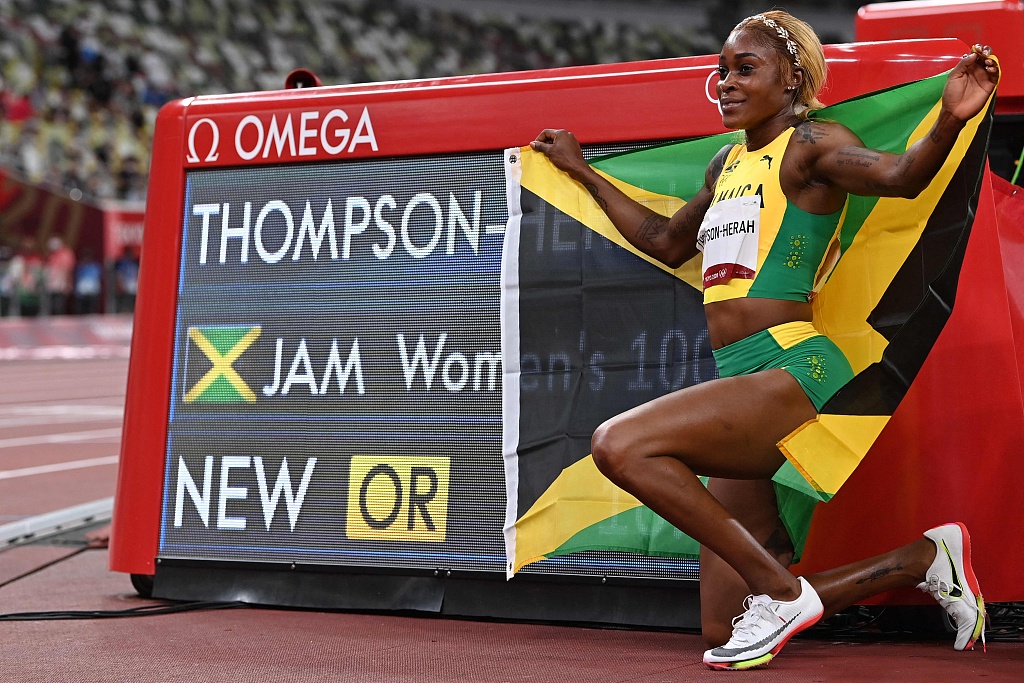 Elaine Thompson Herah Sets New Olympic Record To Win Womens 100m Cgtn 