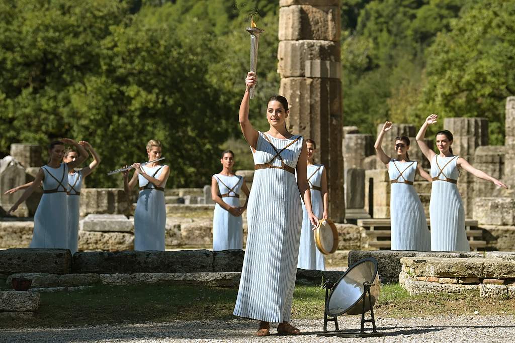 Olympic flame for 2022 Winter Olympic Games lit in Greece - CGTN