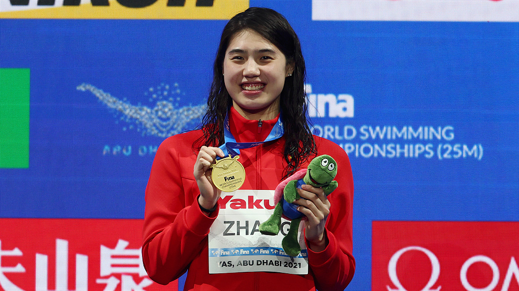 Zhang Yufei wins China's first gold at FINA Short-course Worlds
