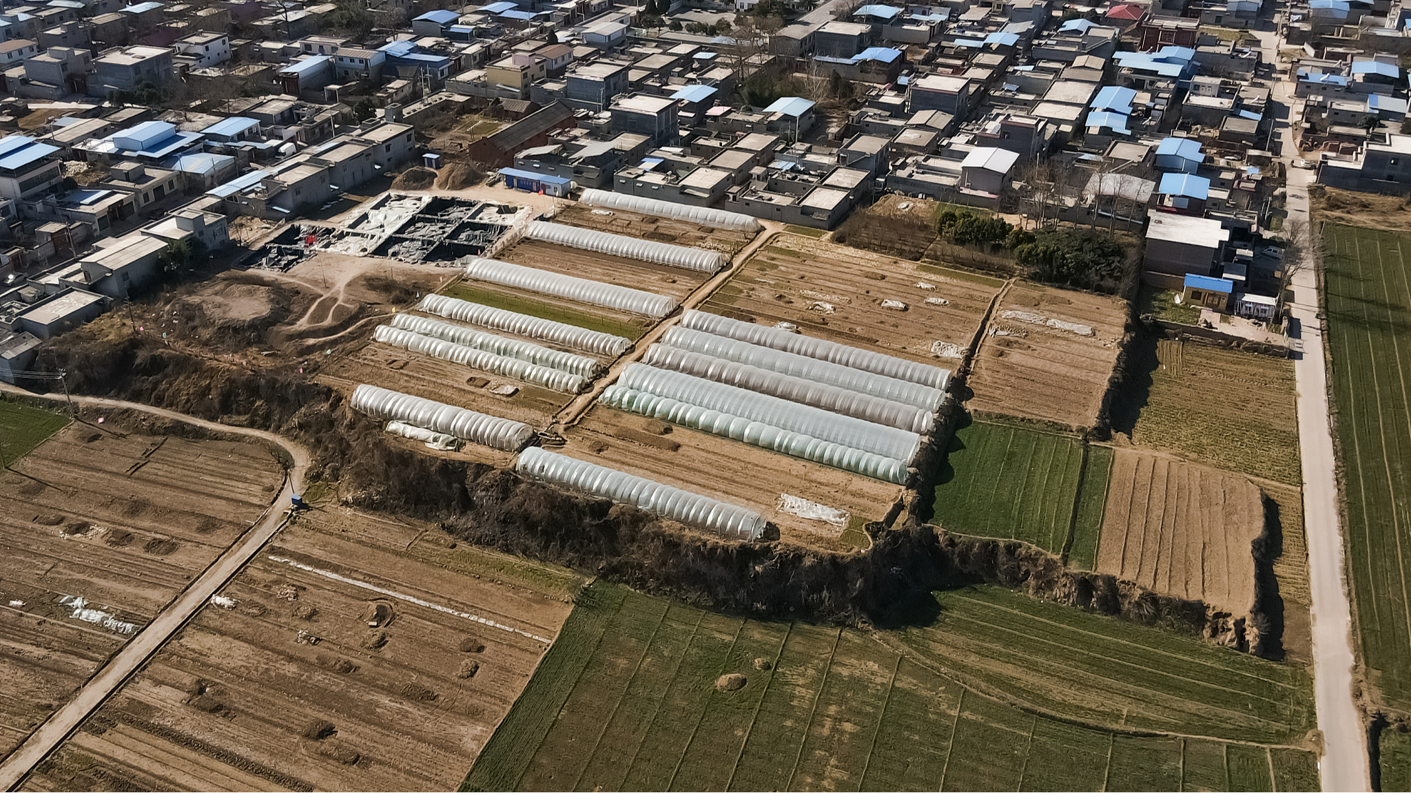 Aerial view of the Wadian site in Yuzhou City, central China's Henan Province, January 27, 2023. /CFP