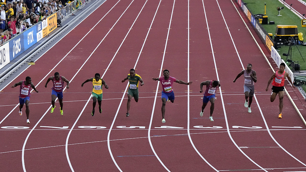 Kerley leads home American sweep of men's 100m final