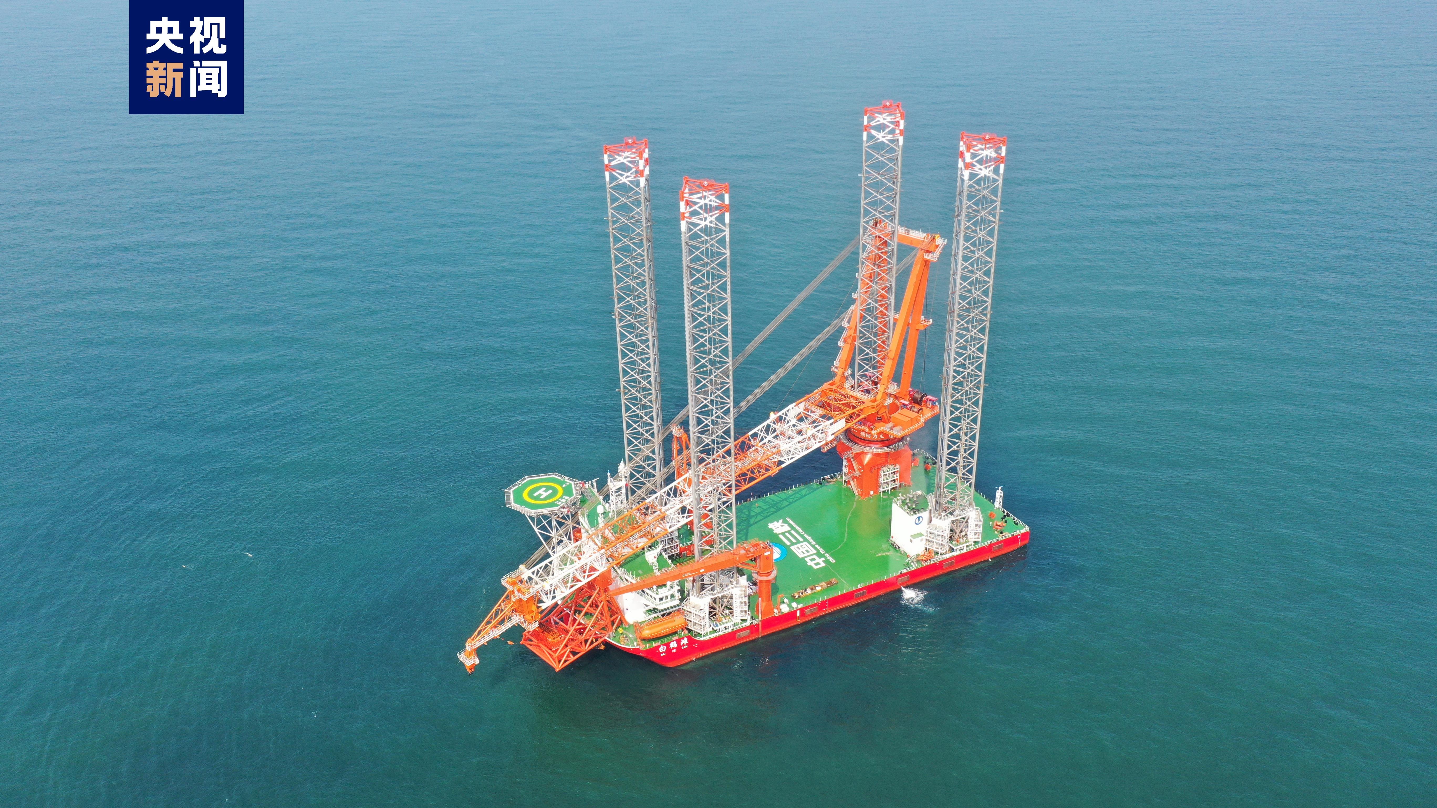 Baihetan wind farm installation vessel delivered in Nansha District of Guangzhou, south China's Guangdong Province on September 28, 2022. / China Media Group (CMG)