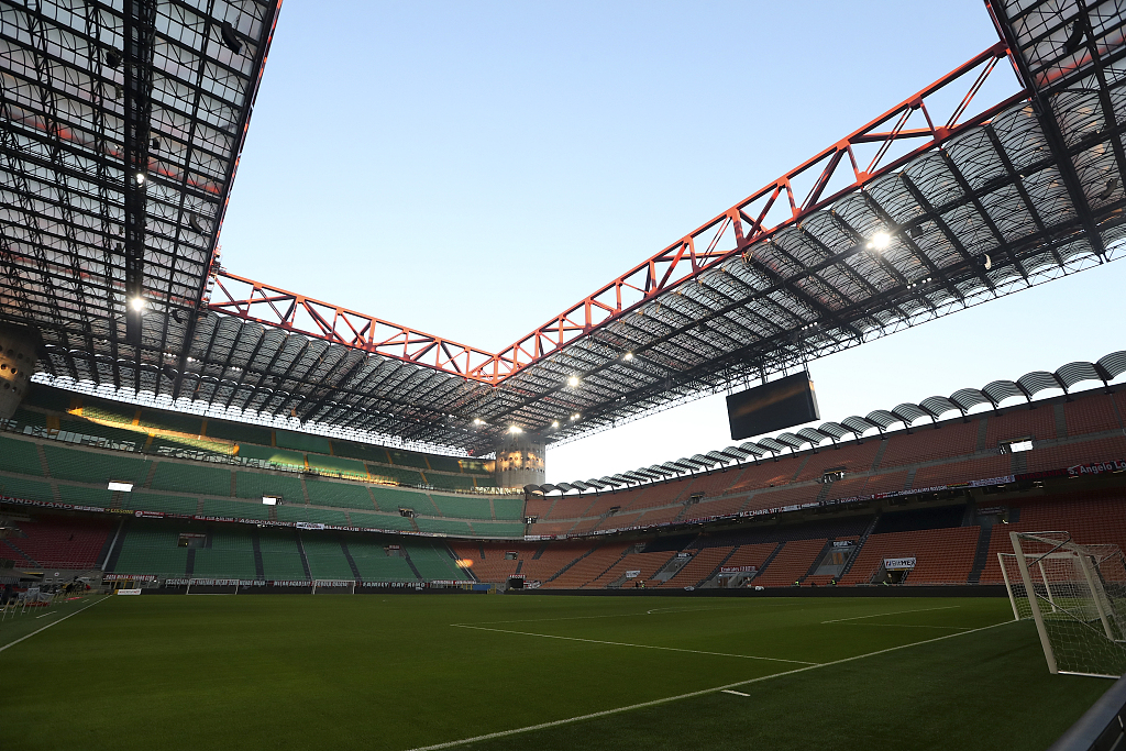 A general view of San Siro prior to the Serie A match between AC Milan and Napoli at Stadio Giuseppe Meazza in Milan, Italy, December 19, 2021. /CFP