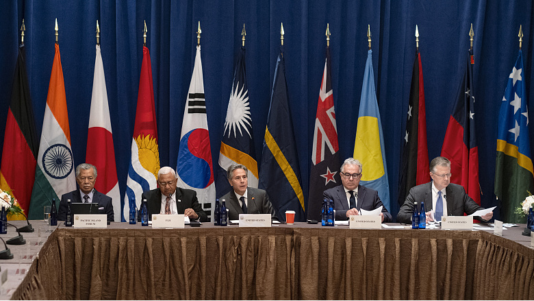 The U.S. Secretary of State Antony Blinken delivers opening remarks during a meeting of the Partners in the Blue Pacific, September 22, 2022. /CFP