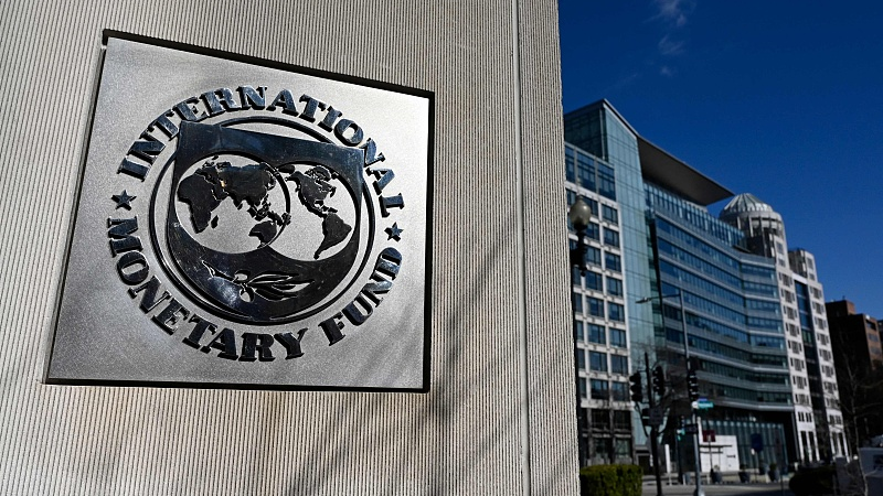 The seal for the International Monetary Fund (IMF) in Washington, DC., April 29, 2022. /CFP