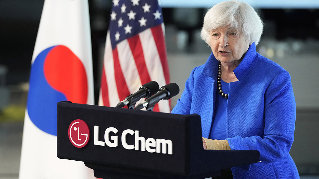 U.S. Treasury Secretary Janet Yellen speaks at the LG Science Park in Seoul, South Korea, Tuesday, July 19, 2022. / VCG