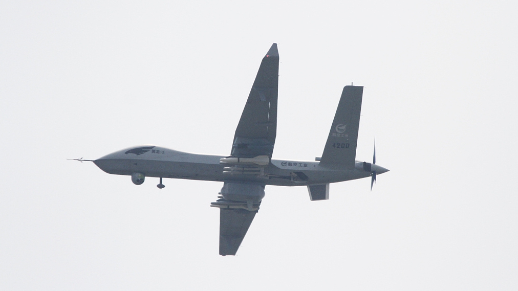 The Wing Loong-2 UAV during Airshow China 2021 in Zhuhai City, south China's Guangdong Province, October 1, 2021. /CFP