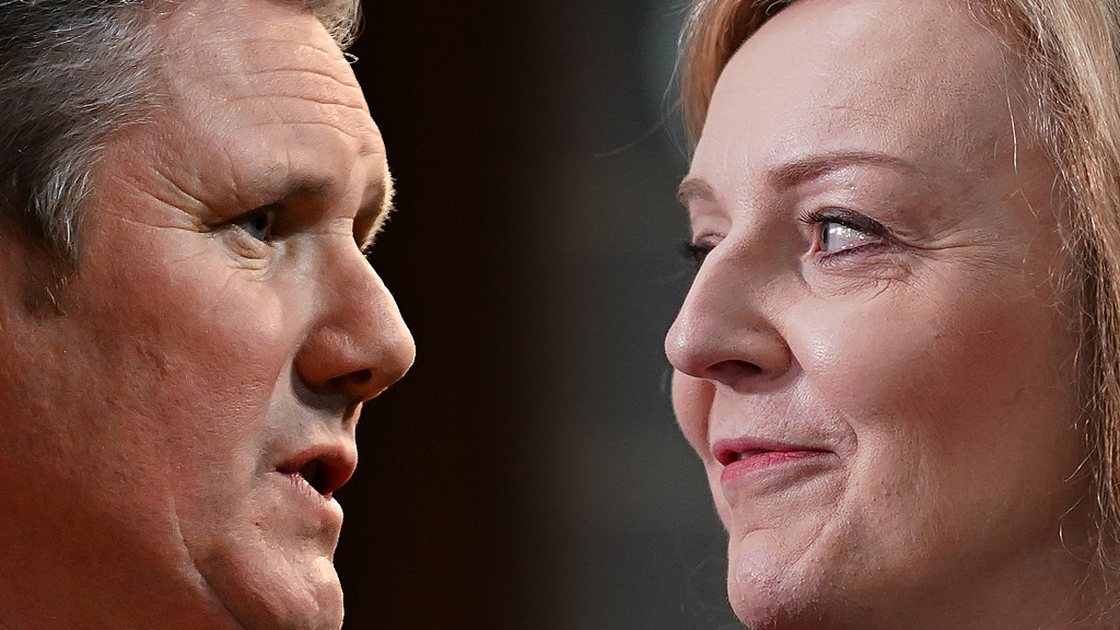 In this composite image, a comparison has been made between the Prime Minister Liz Truss and the leader of the opposition and Labor Leader Keir Starmer. /CFP