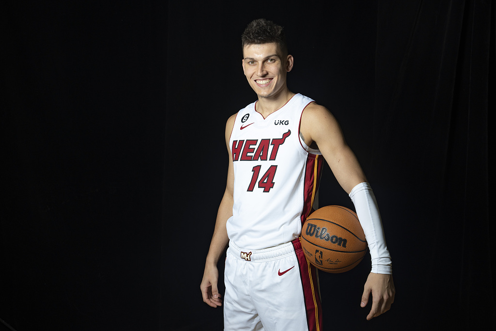 Tyler Herro of the Miami Heat poses for a portrait during media day at FTX Arena in Miami, Florida, September 26, 2022. /CFP
