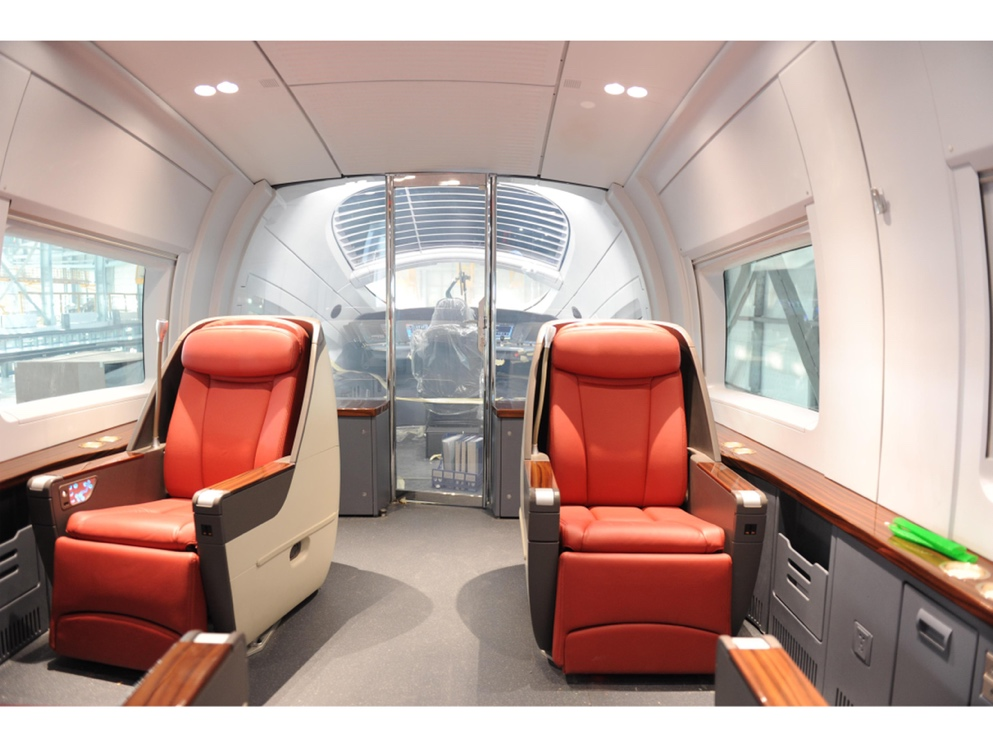 The interiors for the new generation train cabins of the Beijing-Shanghai high-speed railway that Liu Haowei designed. /CAA Architects