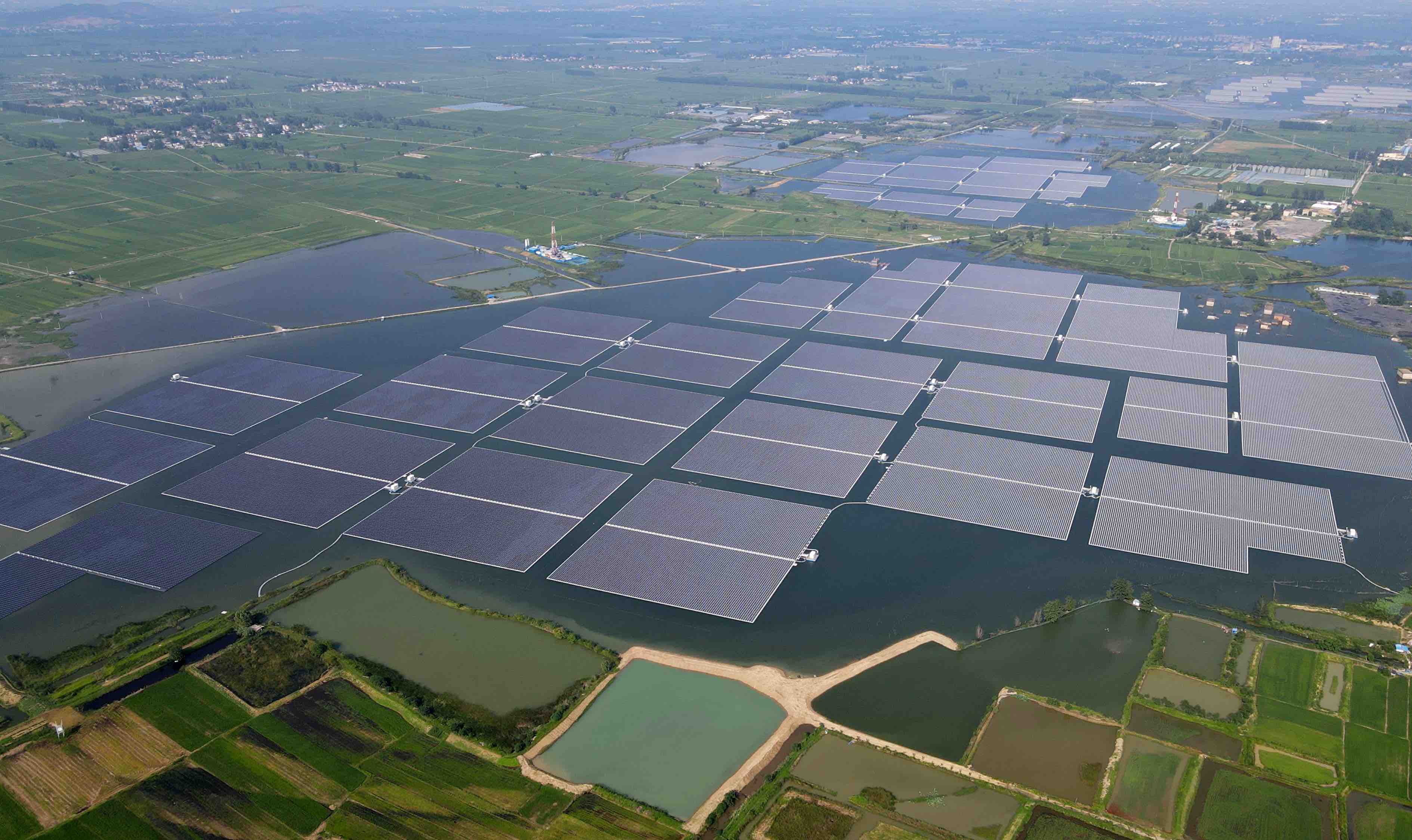 A floating photovoltaic power station in Panji District, Huainan City, east China's Anhui Province, July 20, 2021. /Xinhua