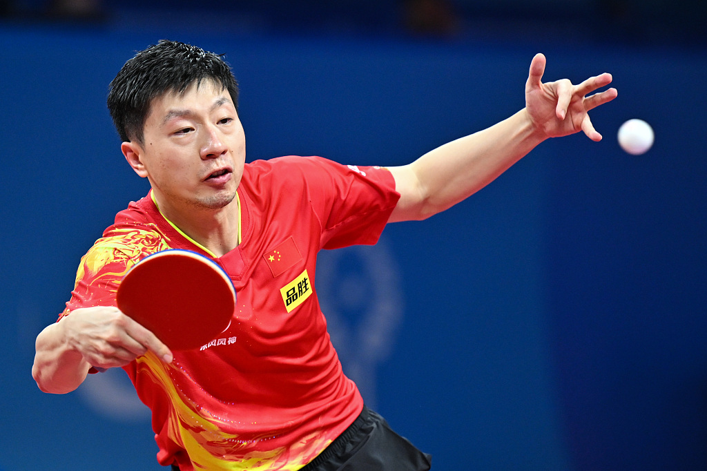 Ma Long of China competes in the World Team Table Tennis Championships Men's semifinals against Japan, October 8, 2022. /CFP
