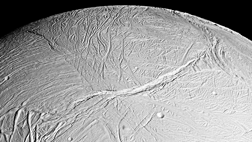 Una imagen muestra la luna Encelado de Saturno.  /Imperial College London vía CFP