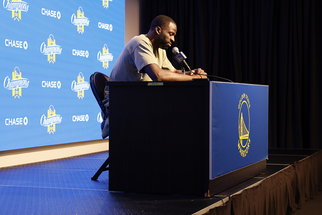 Draymond Green of the Golden State Warriors attends a press conference at Chase Center in San Francisco, California, October 8, 2022. /CFP