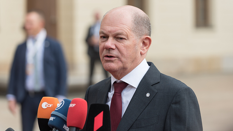 German Chancellor Olaf Scholz speaks to the media before the European Political Community summit in Prague, Czech Republic, October 6, 2022. /CFP