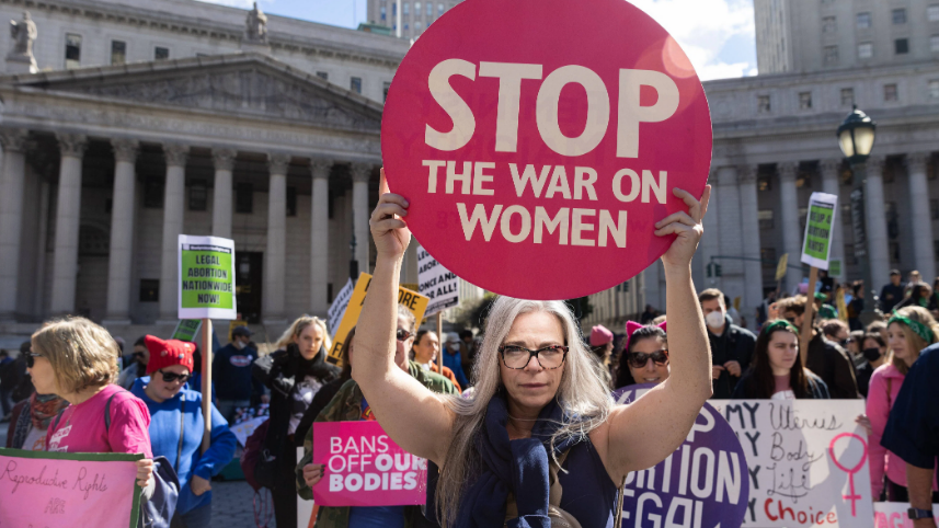 Protesters during a rally for women's rights in New York, U.S., October 8, 2022. /AFP
