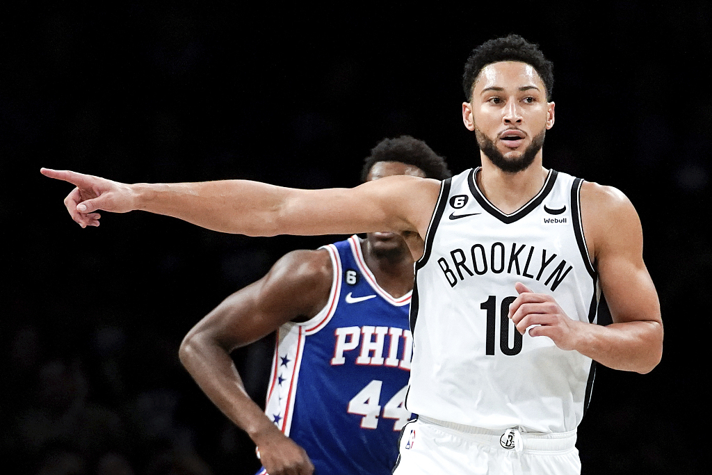 Ben Simmons (#10) of the Brooklyn Nets in the NBA preseason game against the Philadelphia 76ers at the Barclays Center in Brooklyn, New York City, October 3, 2022. /CFP