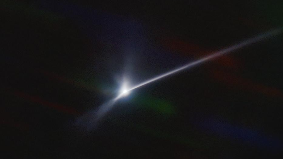 A plume of dust and debris blasted from the surface of the asteroid Dimorphos by NASA's DART spacecraft after it impacted on September 26, 2022 as shown in this image captured by the U.S. National Science Foundation's NOIRLab's SOAR telescope in Chile. /AP