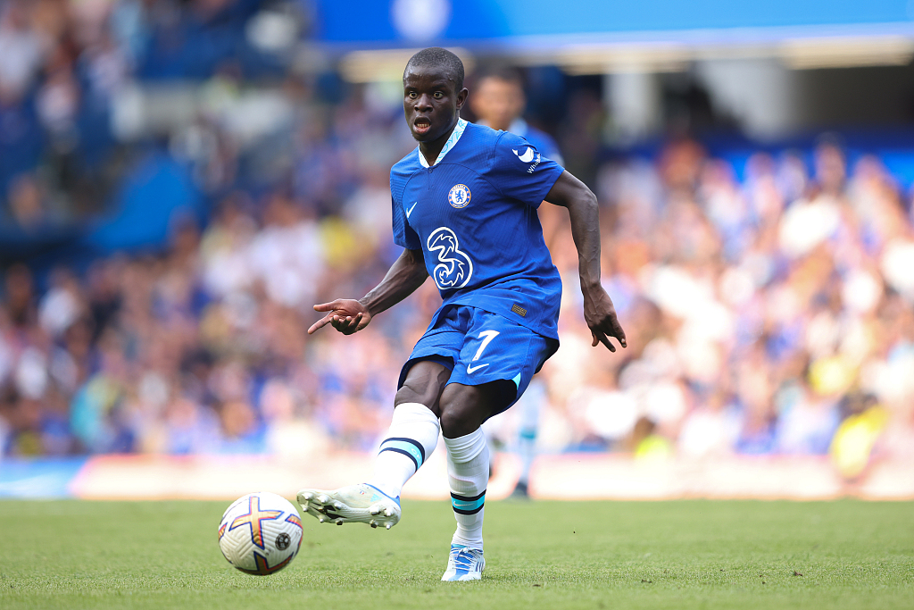 N'Golo Kante of Chelsea during the Premier League clash with Tottenham Hotspur at Stamford Bridge in London, England, August 14, 2022. /CFP