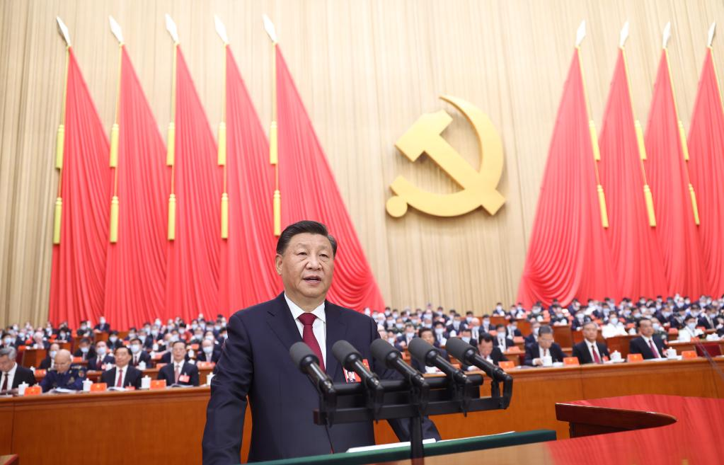 Xi Jinping delivers a report to the 20th National Congress of the Communist Party of China (CPC) on behalf of the 19th CPC Central Committee at the Great Hall of the People in Beijing, capital of China, Oct. 16, 2022. /Xinhua