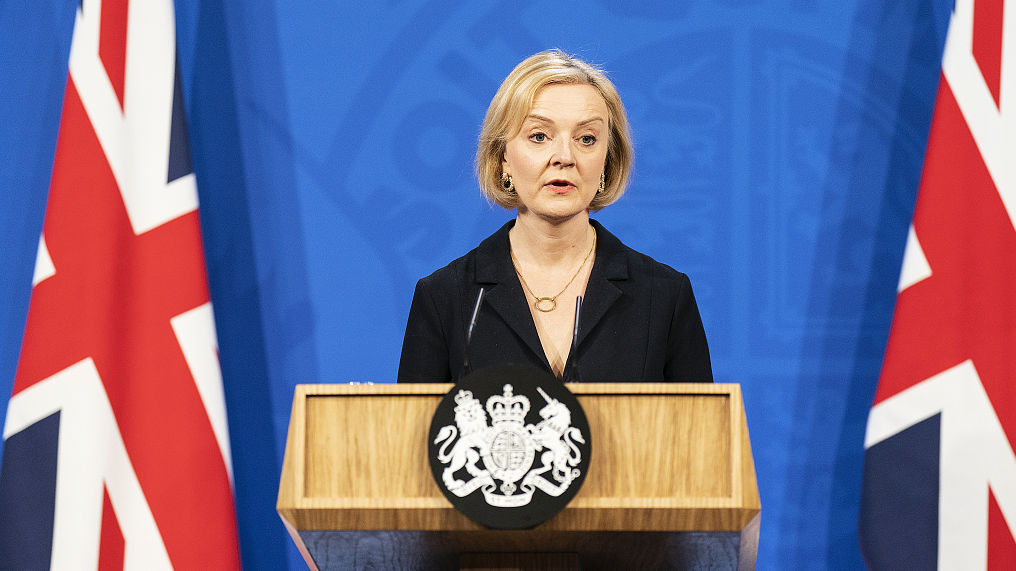 UK Prime Minister Liz Truss attends a press conference at 10 Downing Street in London, England, October 14, 2022. /CFP

