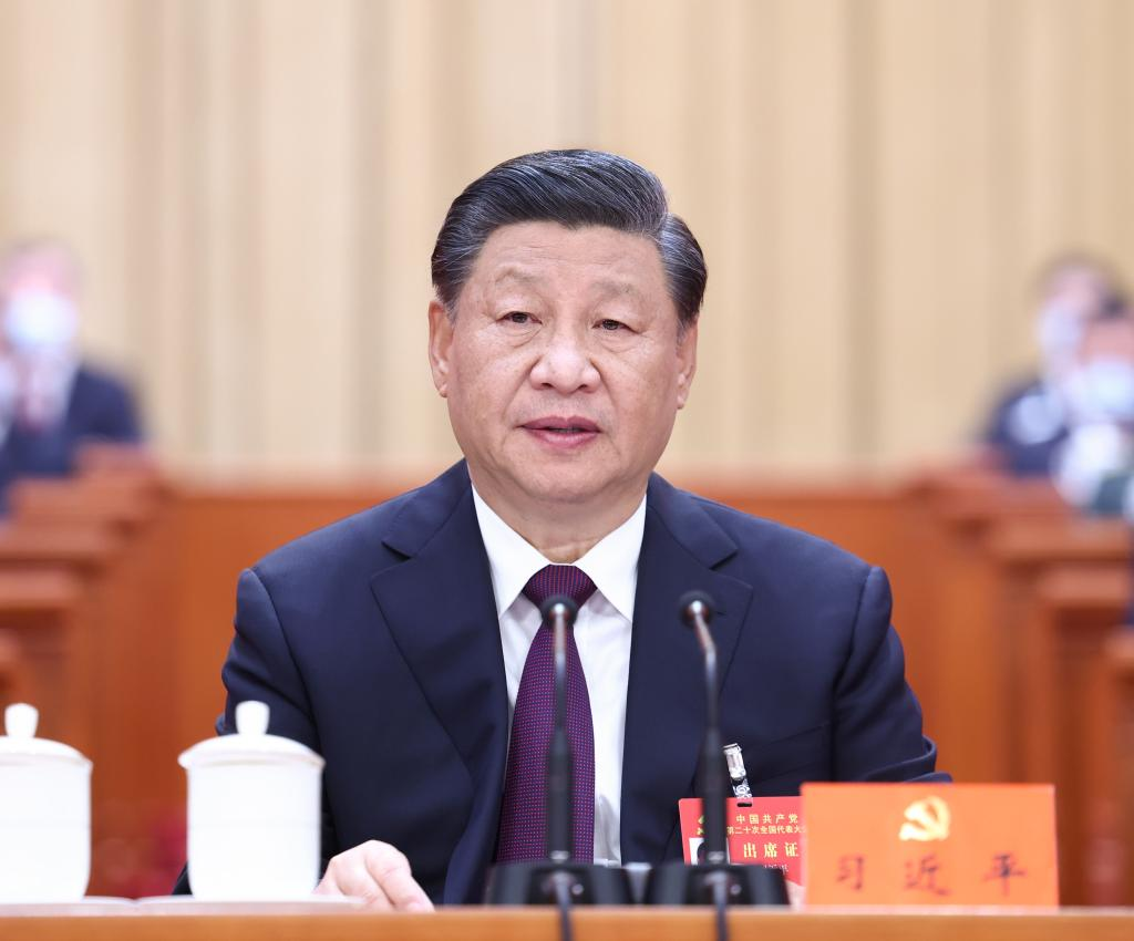 Xi Jinping presides over the closing session of the 20th National Congress of the Communist Party of China (CPC) at the Great Hall of the People in Beijing, capital of China, October 22, 2022. /Xinhua
