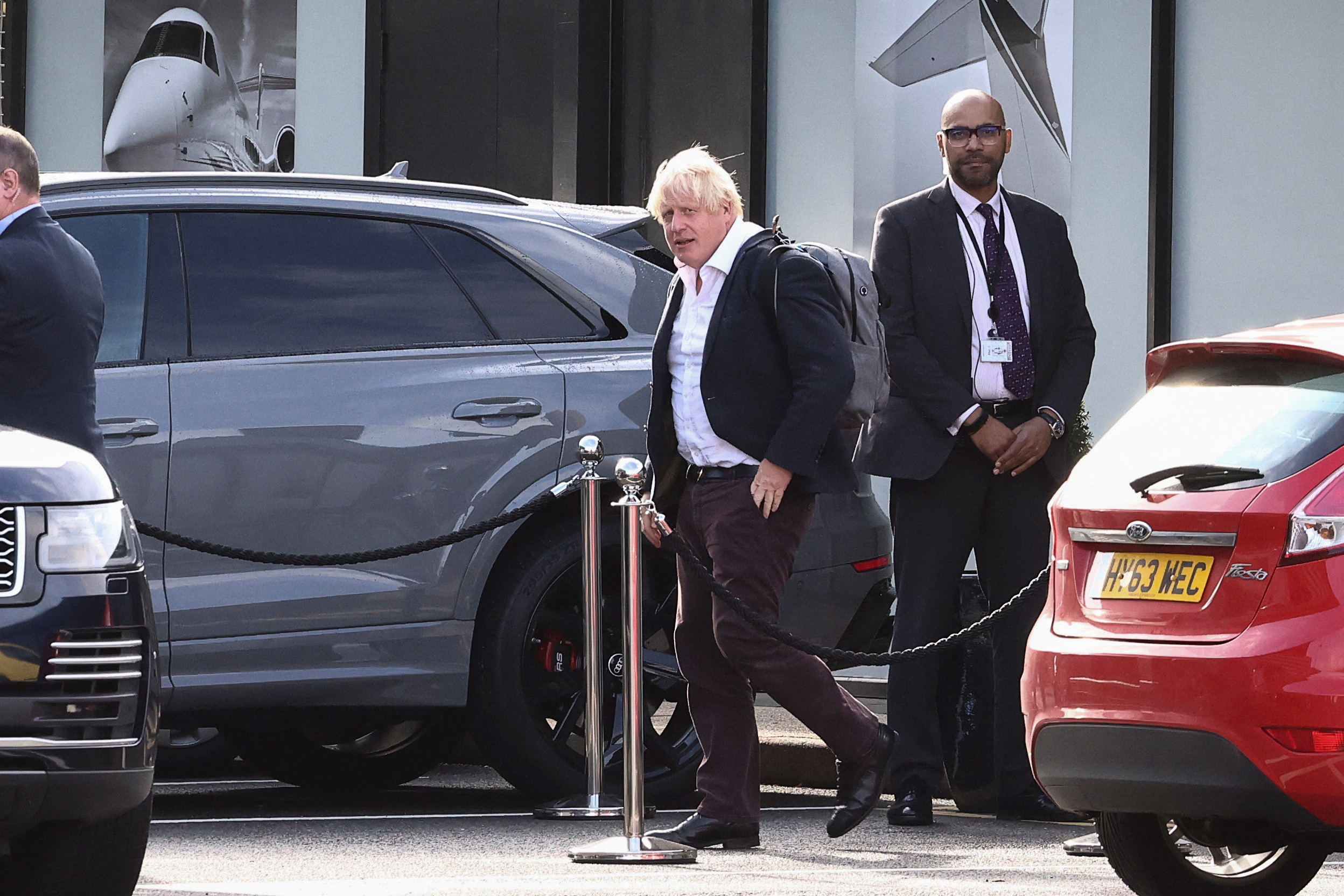 Former British Prime Minister Boris Johnson at Gatwick Airport, near London, Britain, October 22, 2022. /Reuters