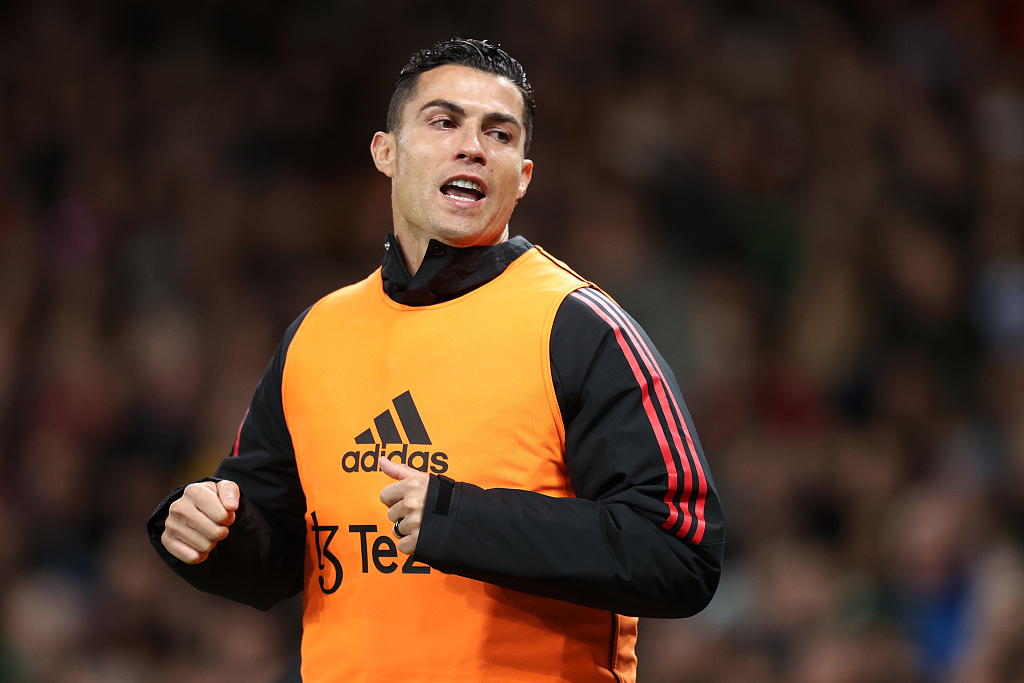 Cristiano Ronaldo of Manchester United warms up during the Premier League game against Tottenham Hotspur at Old Trafford in Manchester, England, October 19, 2022. /CFP