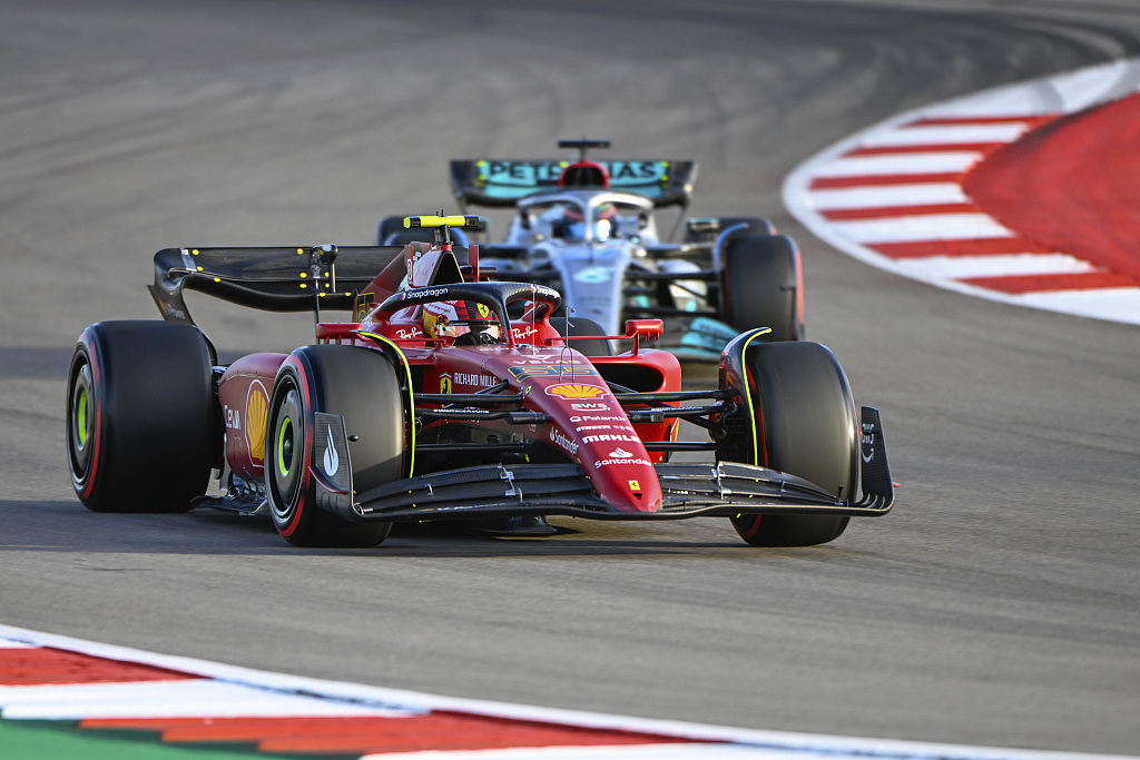 Carlos Sainz of Ferrari drives at the U.S. Grand Prix qualifier at Circuit of the Americas in Austin, U.S., October 22, 2022. /CFP