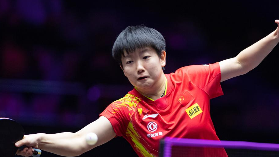 Sun Yingsha in action during the WTT Champions Macao women's semifinal in Macao, China, October 22, 2022. /CFP