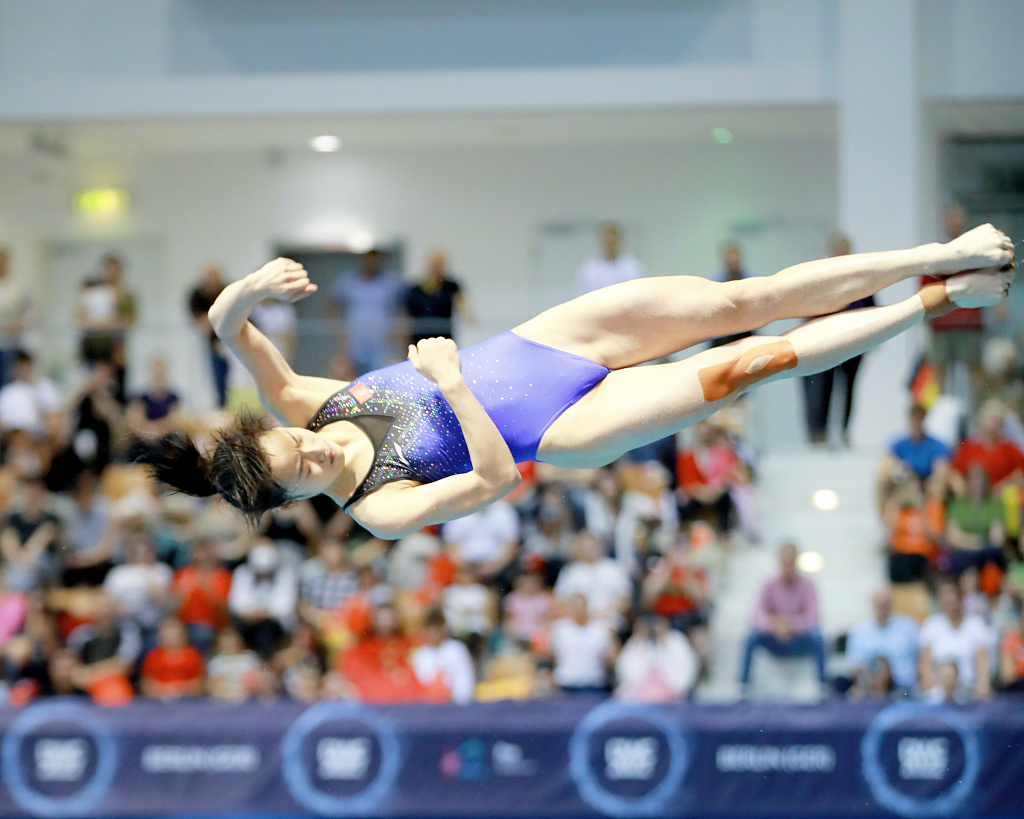 China's Chang Yani scores a personal best of 363.75 points in the women's 3m final at the FINA Diving World Cup in Berlin, Germany, October 23, 2022. /CFP