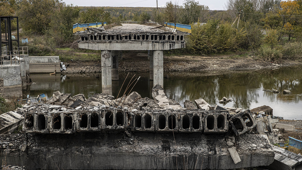 A view of damage at Velyka Oleksandrivka town, located in the Kherson region, Ukraine, October 24, 2022. /CFP