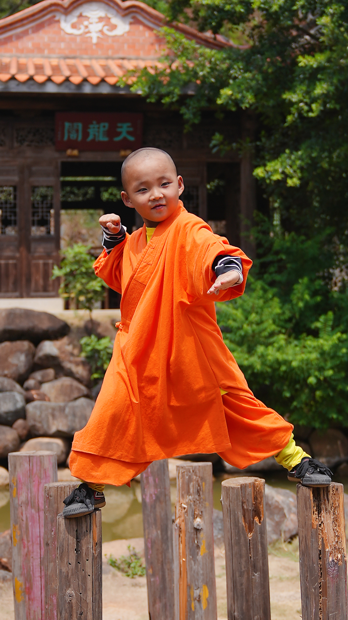 Five-year-old Wang Wenxuan practices Chinese Martial Arts