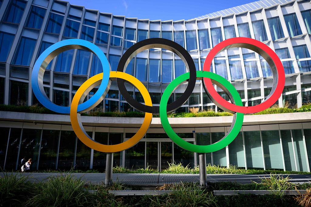 The Olympic Rings in front of the Olympic House in Lausanne, Switzerland /CFP