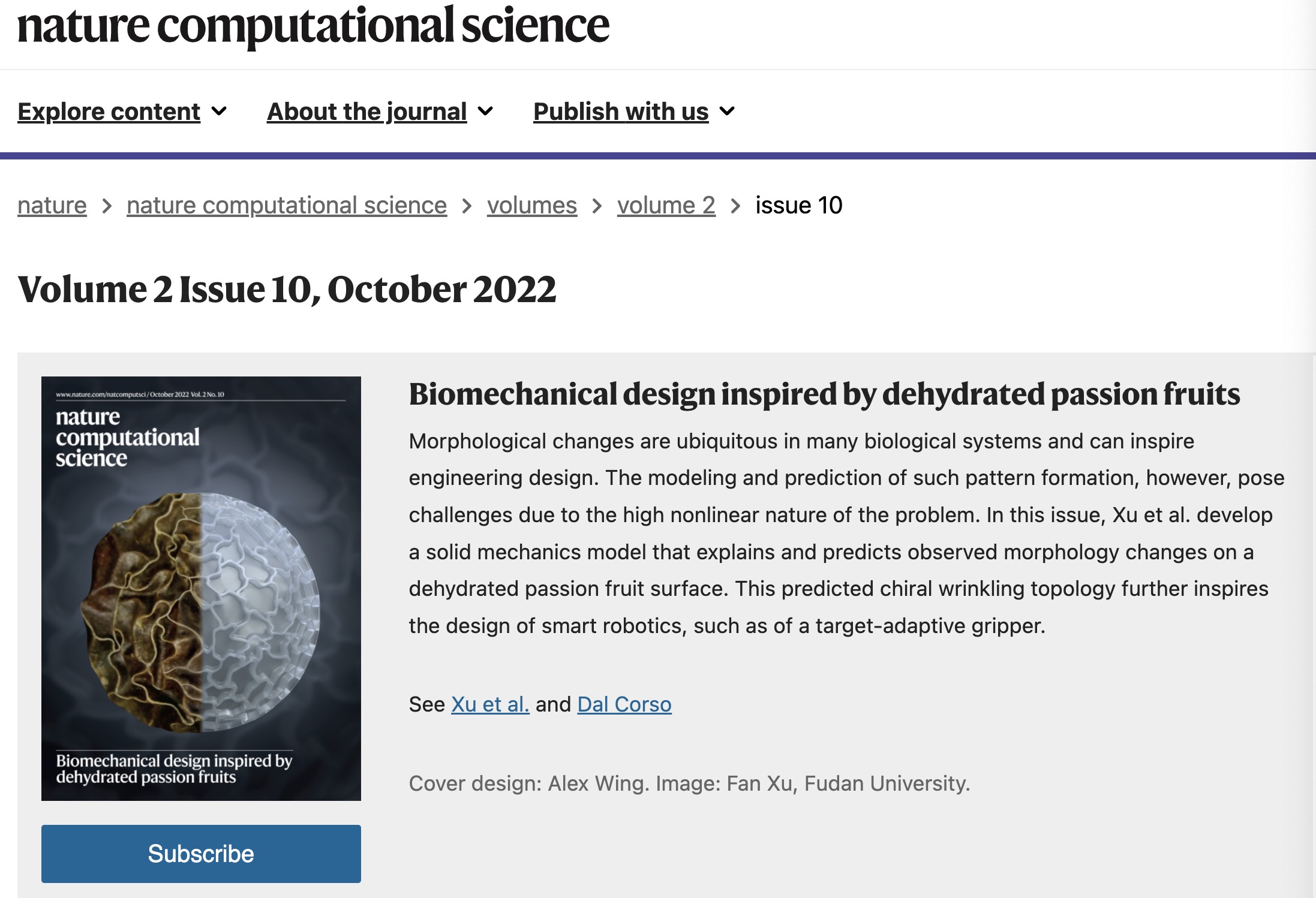 A screenshot of the paper published in Nature Computational Science. 