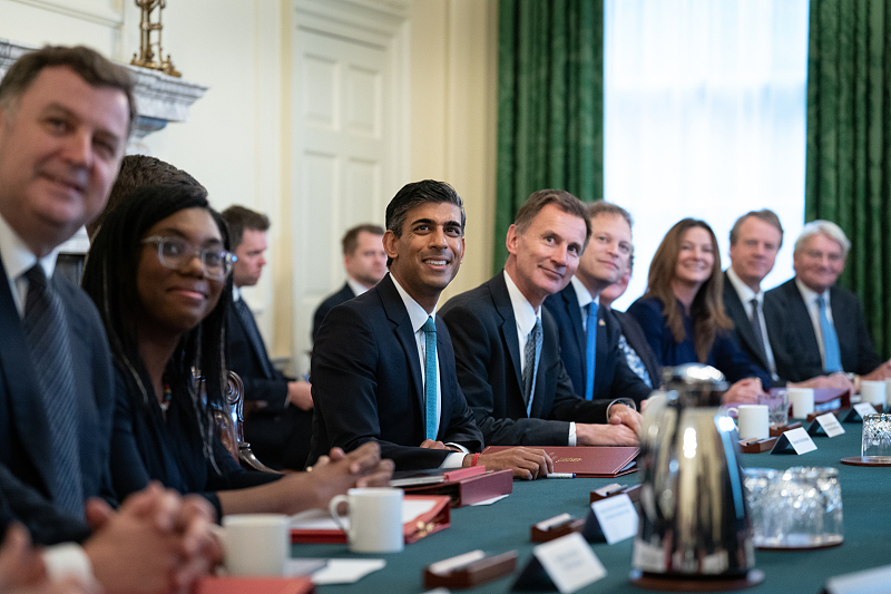Prime Minister Rishi Sunak holds his first Cabinet meeting in Downing Street, London, Britain. /CFP