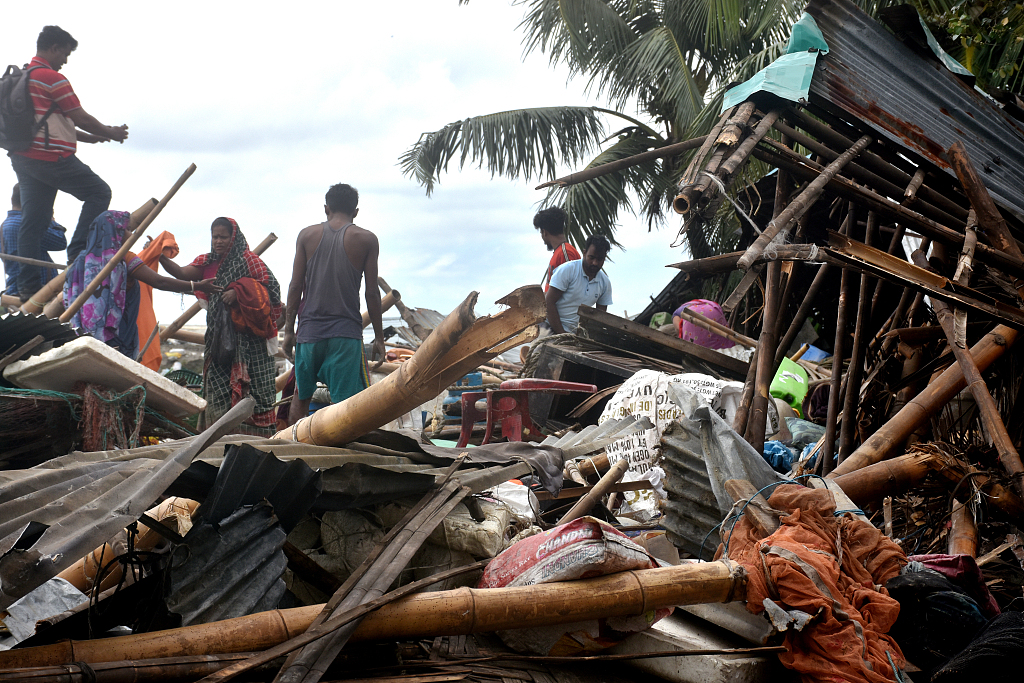 A view from the fishing village of Chittagong Potenga coastal area of Bangladesh hit by Cyclone Sitrang on October 26, 2022. The death toll from Cyclone Sitrang that swept Bangladesh on Tuesday has risen to 35, causing huge damage across the country and forcing around 10 million people to shift to safer areas. /CFP