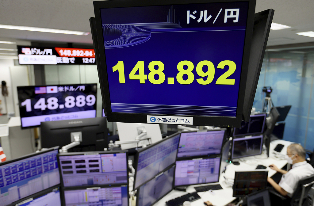 A monitor shows exchange rate of the Japanese yen against the US dollar at Gaitame.com in Minato Ward, Tokyo on October 24, 2022. /CFP