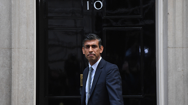 Rishi Sunak, UK prime minister, outside 10 Downing Street after delivering his first speech as prime minister in London, UK, October 25, 2022. /CFP