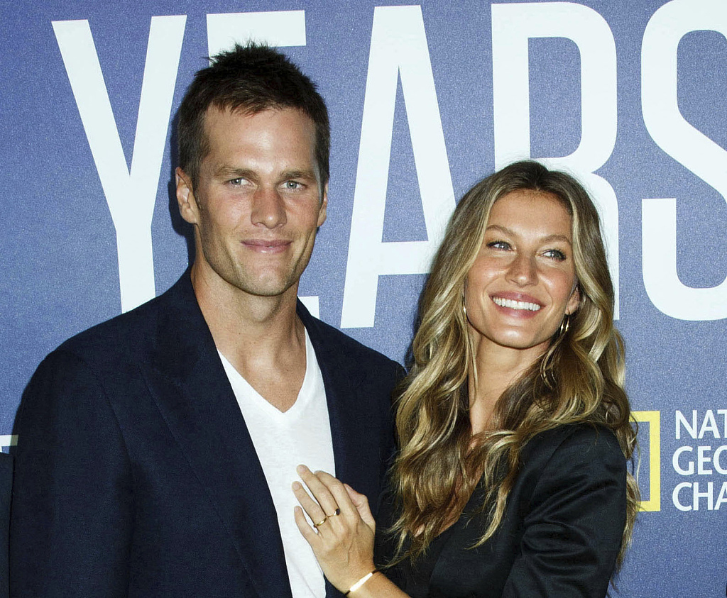 Tom Brady (L) and Gisele Bundchen at the premiere of National Geographic's 
