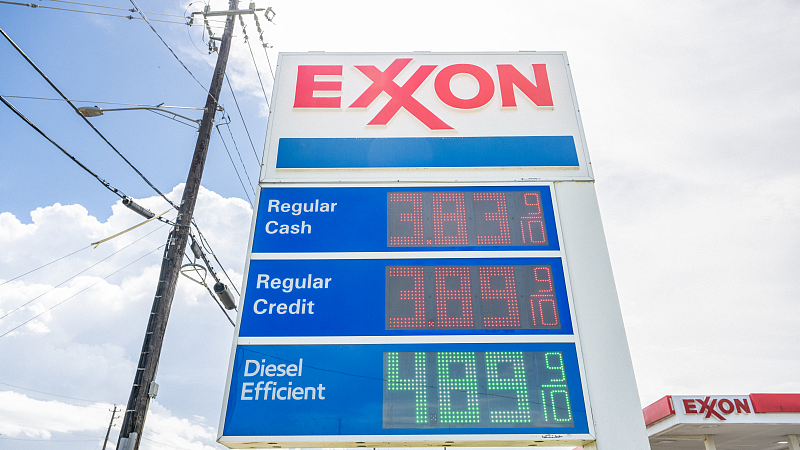 Gas prices are displayed at an Exxon gas station in Houston, Texas, U.S., July 29, 2022. /CFP