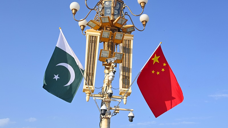 The national flags of China and Pakistan are seen in Tian'anmen Square in Beijing, capital of China, November 1, 2022. /CFP