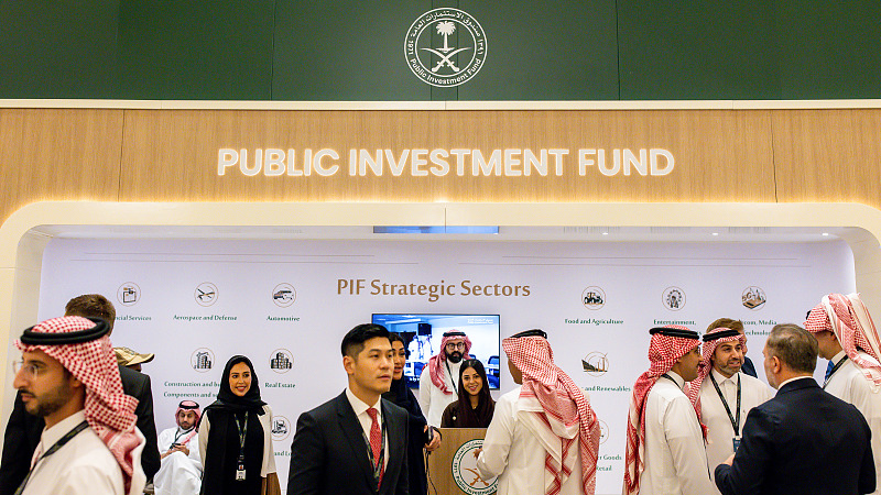 Attendees visit the Public Investment Fund (PIF) booth at the Future Investment Initiative (FII) conference in Riyadh, Saudi Arabia, October 26, 2022. /CFP