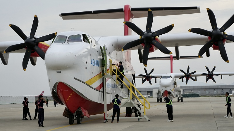 AG600M amphibious aircraft arrives in Zhuhai for the upcoming Airshow China, November 1, 2022. /CFP